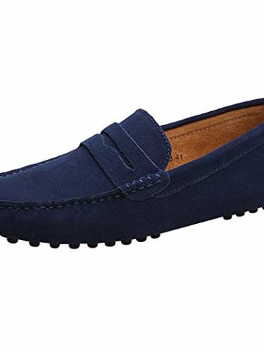 Shenn Hombres Minimalismo Casual Zapatos de Conducción Gamuza Mocasines de Cuero 2088